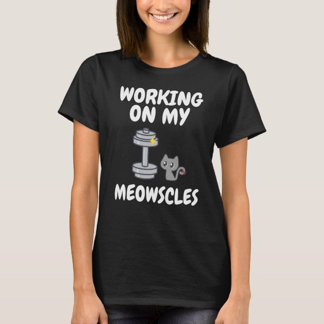 T-shirt drôle de gym pour chat avec Meowscles (Devant)