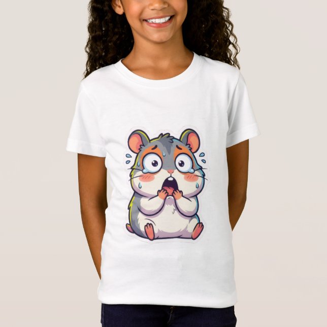 T-Shirt Drôle de hamster comiquement paniqué choqué Mème E (Devant)