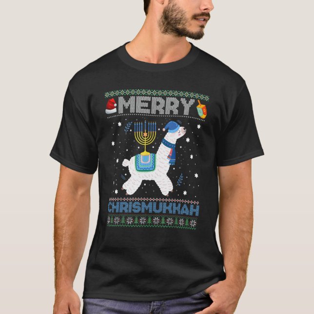 T-shirt Drôle de hideux pull de Noël Merry Chrismukkah Mig (Devant)