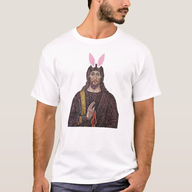 T-shirt drôle de Jésus de lapin de Pâques (Devant)