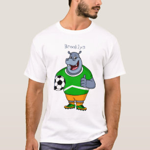 T-shirt Drôle de joueur de football hippo dessin humoristi
