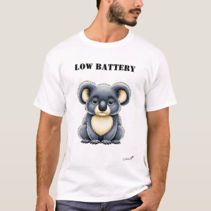 T-shirt drôle de koala fatigué avec batterie faibl