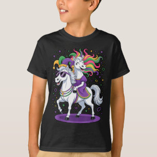 T-shirt Drôle de licorne chevauchant un chapeau de bouffon