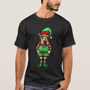 T-shirt Drôle de lutin de Noël Airedale Terrier Chien