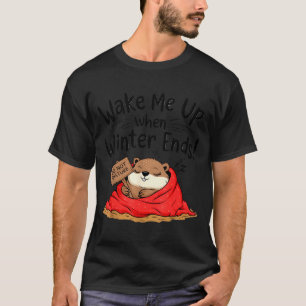 T-shirt Drôle de marmotte réveille-moi quand l'hiver se te