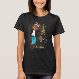 T-shirt Drôle de Mme Santa noire juste une fille qui aime