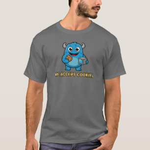 T-shirt Drôle de "Moi Accepter Cookies" Mignon Monstre Dév