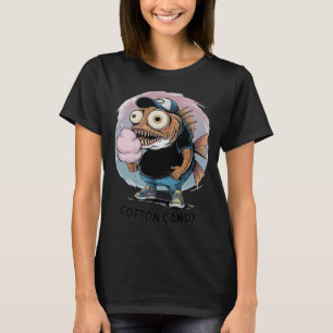 T-shirt Drôle de monstre de poisson mangeant de la barbe à