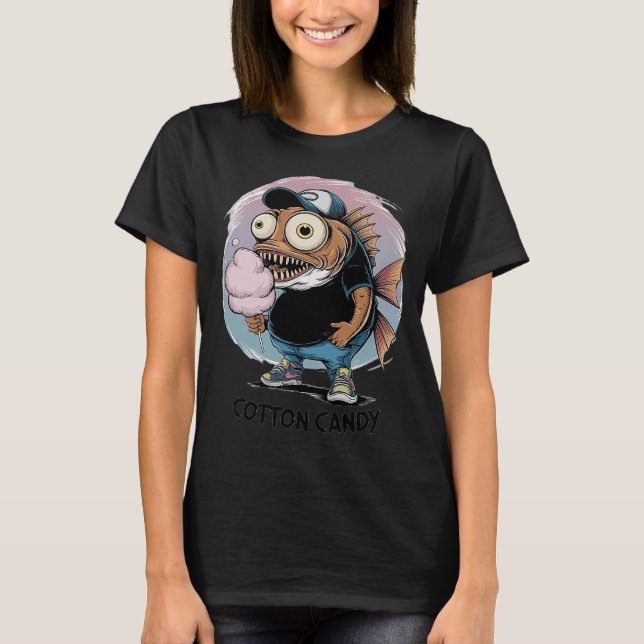 T-shirt Drôle de monstre de poisson mangeant de la barbe à (Devant)