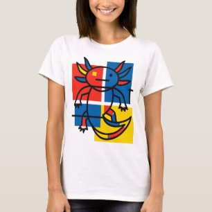 T-shirt Drôle de motif d'art abstrait Axolotl Piet Mondria