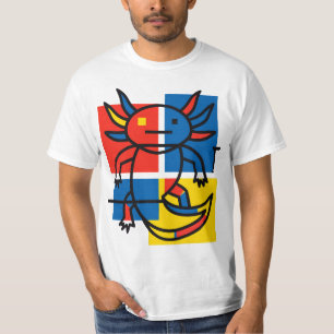 T-shirt Drôle de motif d'art abstrait Axolotl Piet Mondria