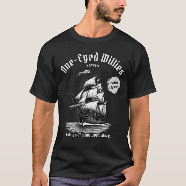 T-Shirt Drôle de navire pirate à un oeil Willies (Devant)