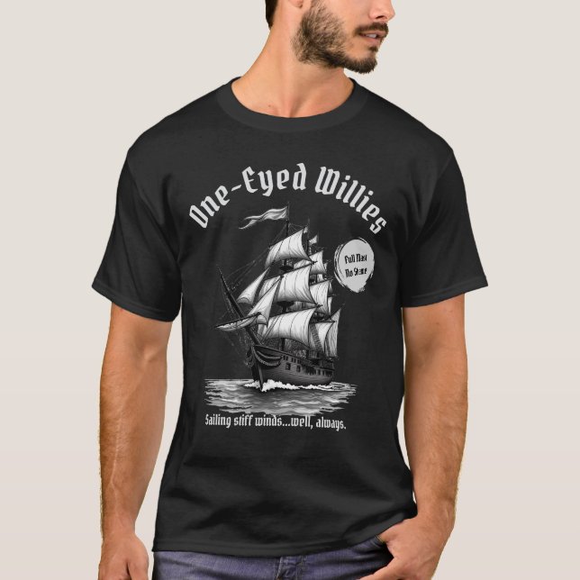 T-Shirt Drôle de navire pirate à un oeil Willies (Devant)