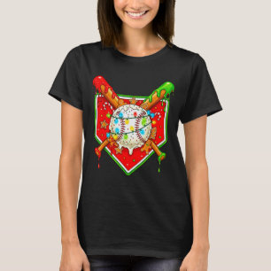 T-shirt Drôle de Noël Baseball Crème Glacée Drip Hommes Fe