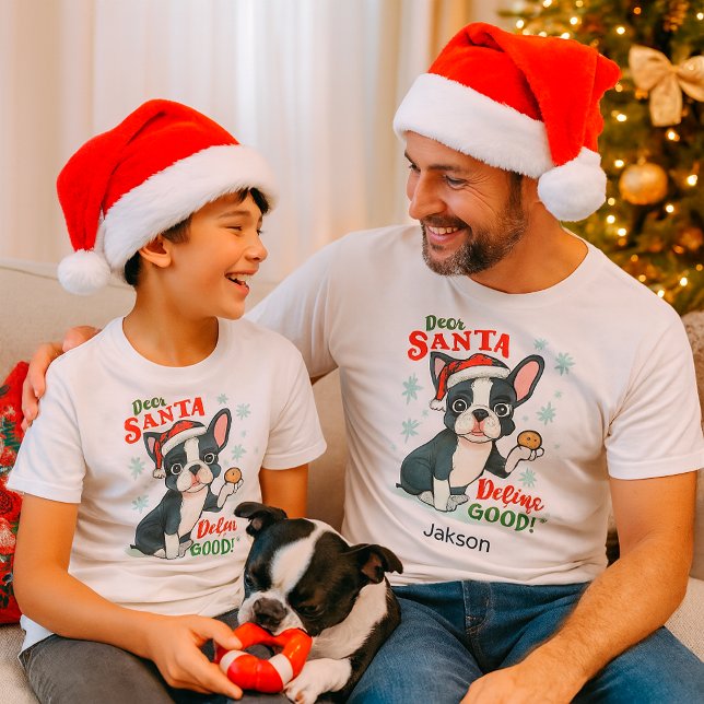 T-shirt drôle de Noël Chien Boston Terrier Nom per (Créateur téléchargé)