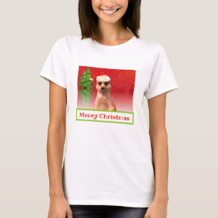T-shirt drôle de Noël de Noël de Meerkat Meery