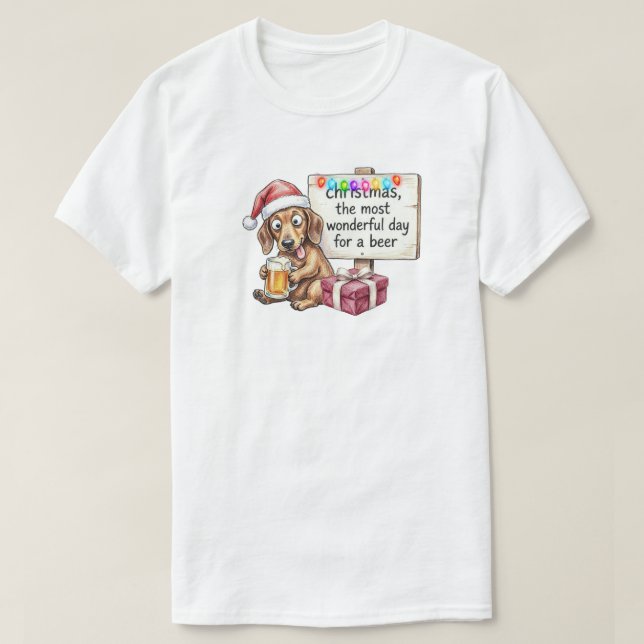 T-shirt Drôle de Noël de teckel (Design devant)