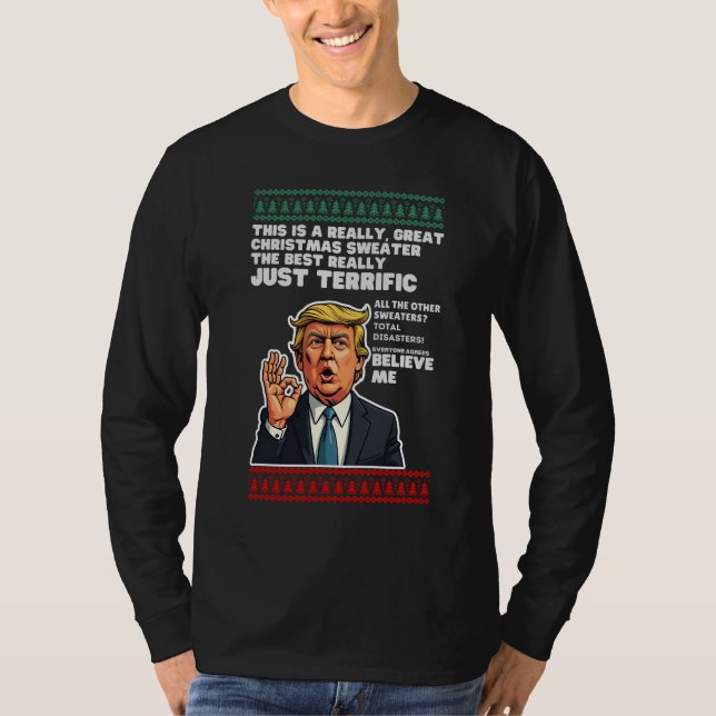 T-shirt drôle de Noël démodé parodiant Donald Trum (Devant)