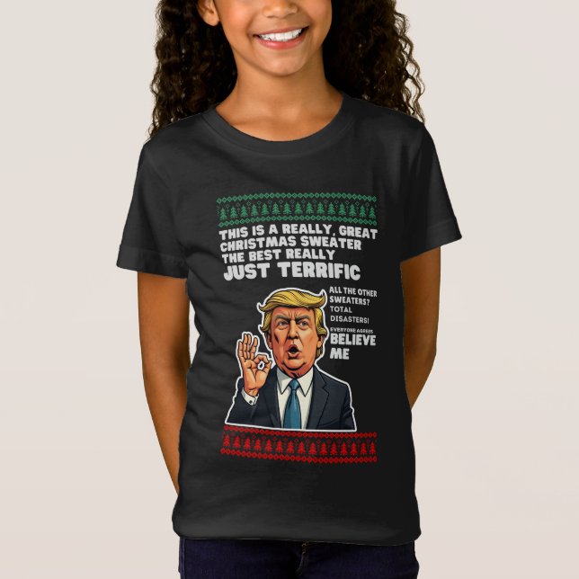 T-shirt drôle de Noël démodé parodiant Donald Trum (Devant)