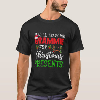 T-shirt Drôle de Noël Échangerai Ma Mémé Pour Un Pré-Cadea