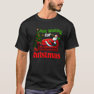 T-shirt Drôle de Noël en attendant Santa Merry Xmas