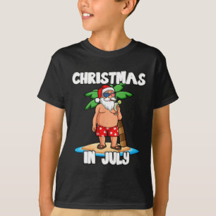T-shirt Drôle de Noël en juillet Vacances d'été Santa Beac