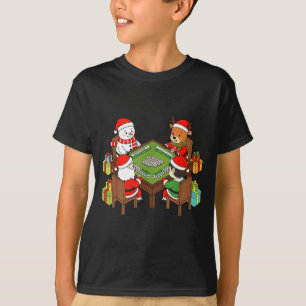 T-shirt Drôle de Noël Mahjong Santa Bonhomme de neige Elf