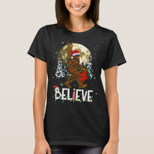 T-shirt Drôle de Noël Xmas Bigfoot Croit Sasquatch En
