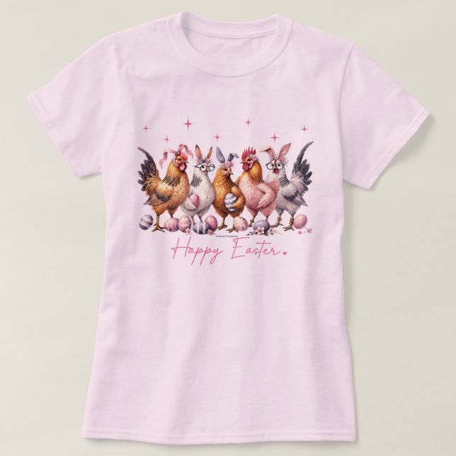 T-Shirt drôle de Pâques – Lapins de Pâques poulet (Design devant)