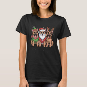 T-shirt Drôle de Père Noël Renne Chien Berger Allemand Fem