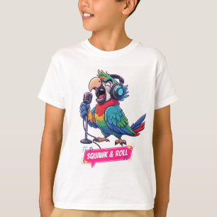 T-shirt drôle de perroquet chantant en karaoke
