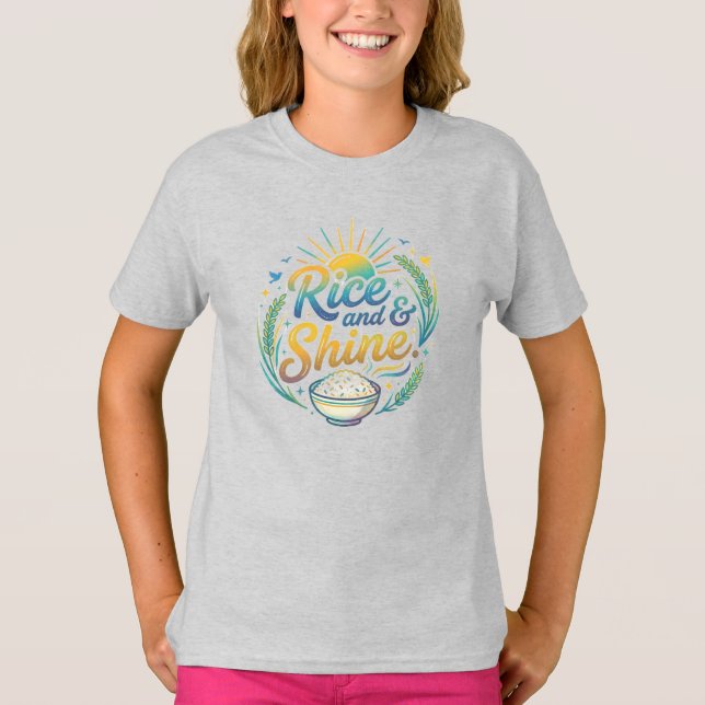 T-Shirt Drôle de Petit Déjeuner 'Rice and Shine' (Devant)