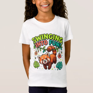 T-shirt drôle de petit panda roux qui se balance