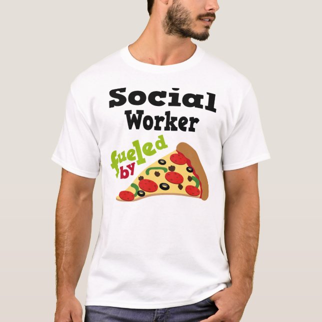 T-shirt (drôle) de pizza d'assistant social (Devant)
