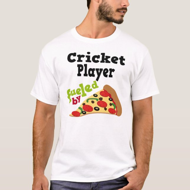 T-shirt (drôle) de pizza de joueur de cricket (Devant)