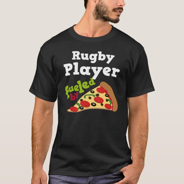 T-shirt (drôle) de pizza de joueur de rugby (Devant)