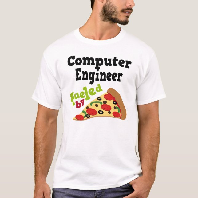 T-shirt (drôle) de pizza d'ingénieur informaticien (Devant)