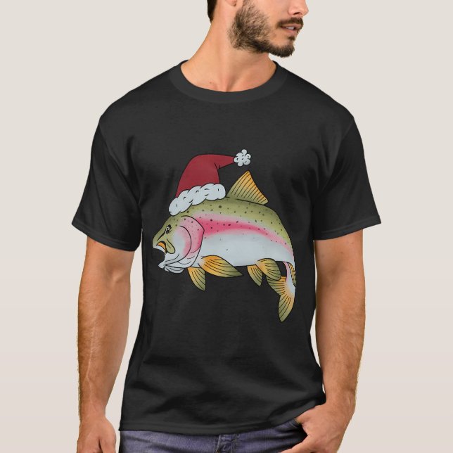 T-shirt Drôle de poisson Noël pêche Xmas pêcheur (Devant)