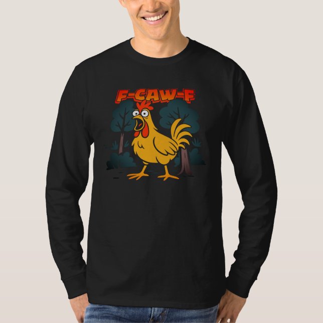 T-shirt drôle de poulet – Dessin de style comique  (Devant)