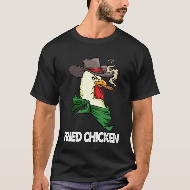 T-shirt drôle de poulet fumé blanc poulet frit (Devant)
