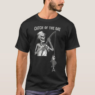 T-shirt Drôle de "Prise du Jour" Squelette de Pêche