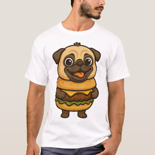 T-shirt Drôle de pug avec hamburger cheeseburger mythe cré