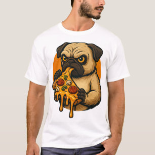 T-shirt Drôle de pug avec pizza nourriture italienne dessi