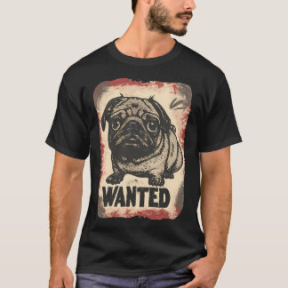 T-shirt Drôle de Pug recherché, Pug mignon, Rétro Vintage