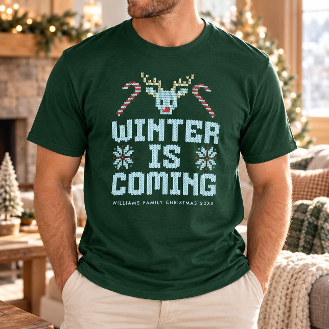 T-shirt drôle de pull de Noël moche L'hiver arrive (Créateur téléchargé)