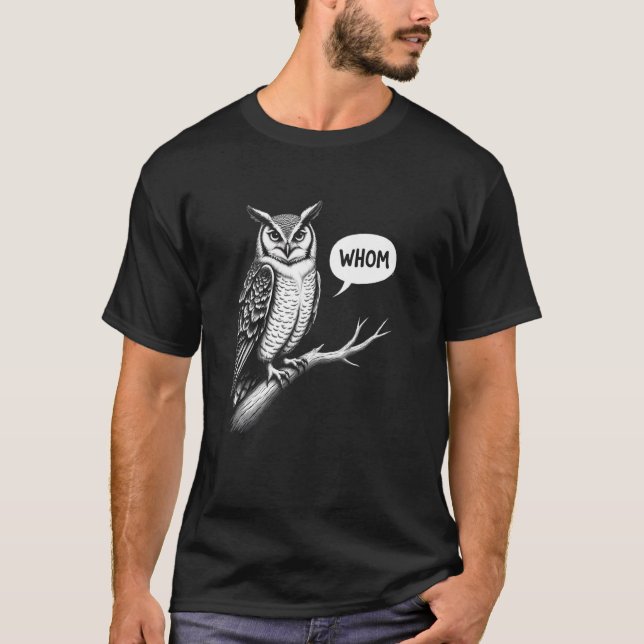 T-shirt Drôle de qui question de hibou (Devant)