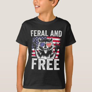 T-shirt Drôle de Raton Laveur Sauvage et Libre Homme Drape