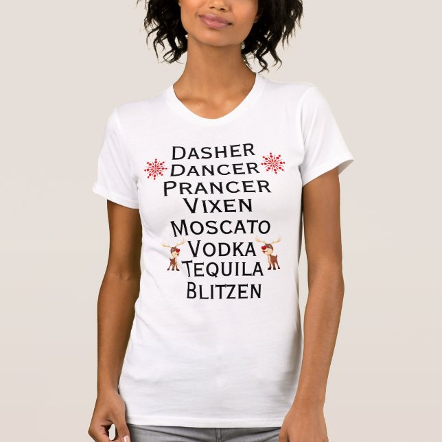 T-shirt drôle de renne et de boisson alcoolisée (Devant)