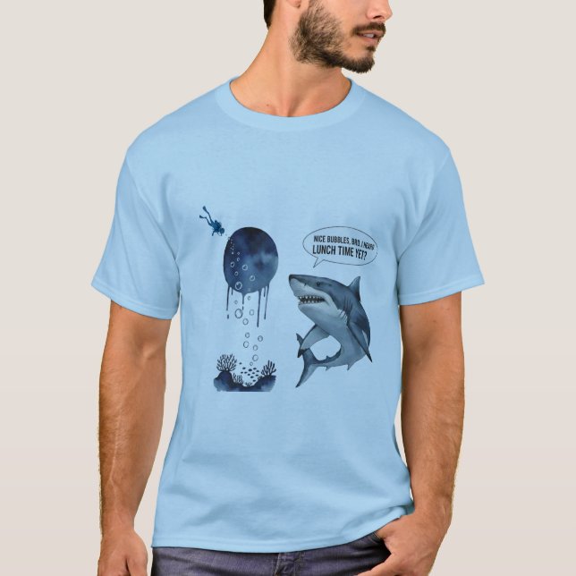 T-shirt drôle de requin plongeur heure du déjeuner (Devant)