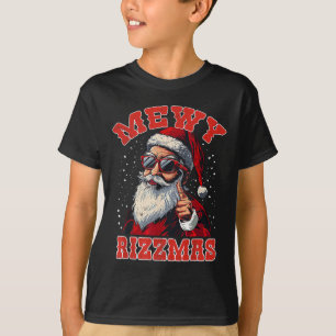 T-shirt Drôle de Rizzmas Santa Mewing Rizz Hommes Christma